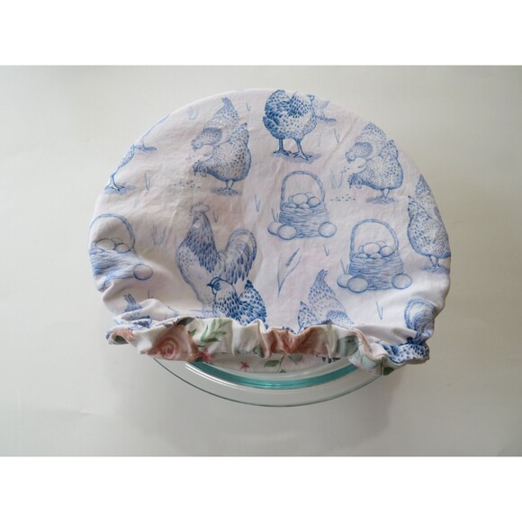 Kitchenaid Bowl Cover Reversible Pink Roses and Farmhouse Chicken Mixer Cover - Picture 5 of 6